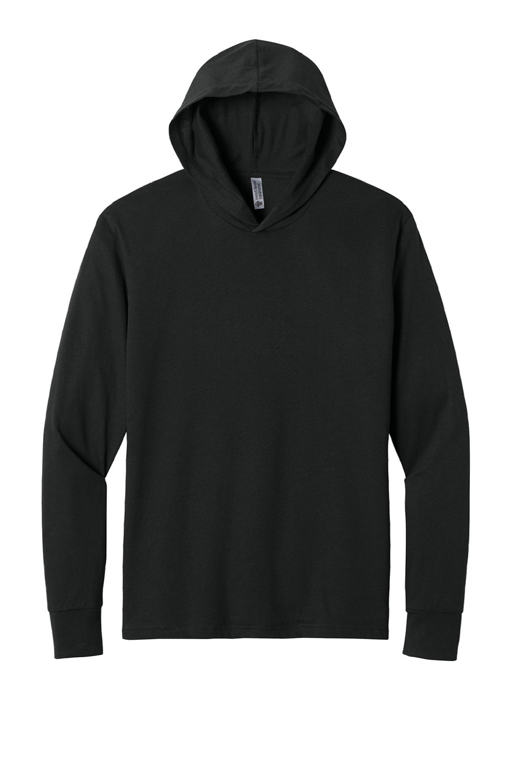 Next Level NL6221 Mens CVC Long Sleeve Hooded T-Shirt Hoodie Black Flat Front