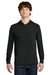 Next Level NL6221 Mens CVC Long Sleeve Hooded T-Shirt Hoodie Black Model Front