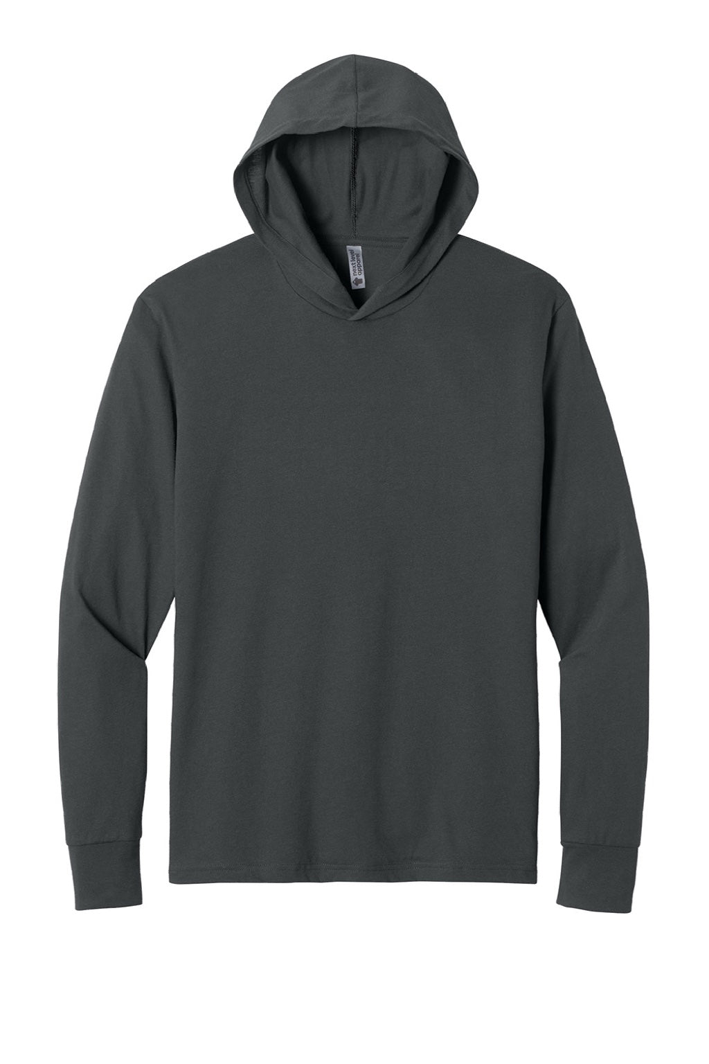 Next Level NL6221 Mens CVC Long Sleeve Hooded T-Shirt Hoodie Charcoal Grey Flat Front