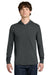 Next Level NL6221 Mens CVC Long Sleeve Hooded T-Shirt Hoodie Charcoal Grey Model Front
