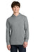 Next Level NL6221 Mens CVC Long Sleeve Hooded T-Shirt Hoodie Heather Dark Grey Model Front