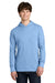 Next Level NL6221 Mens CVC Long Sleeve Hooded T-Shirt Hoodie Heather Columbia Blue Model Front