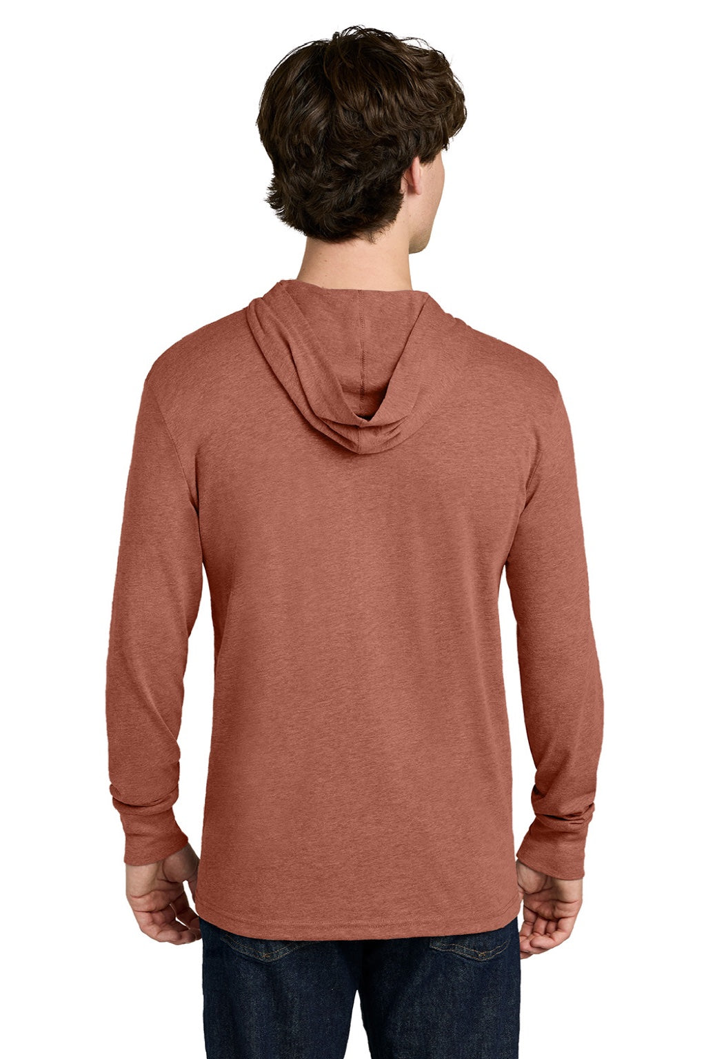 Next Level NL6221 Mens CVC Long Sleeve Hooded T-Shirt Hoodie Heather Redwood Model Back