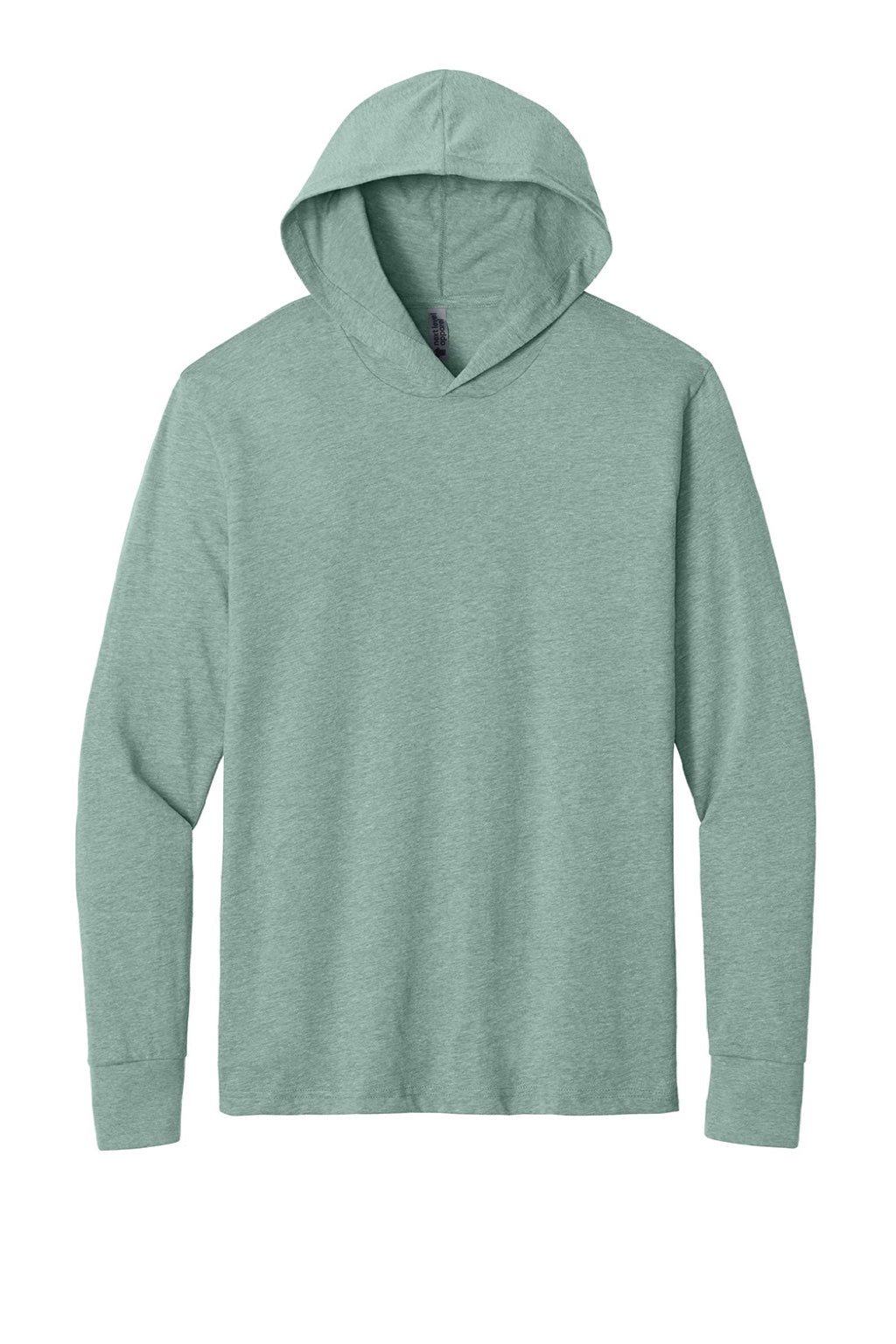 Next Level NL6221 Mens CVC Long Sleeve Hooded T-Shirt Hoodie Heather Seafoam Green Flat Front