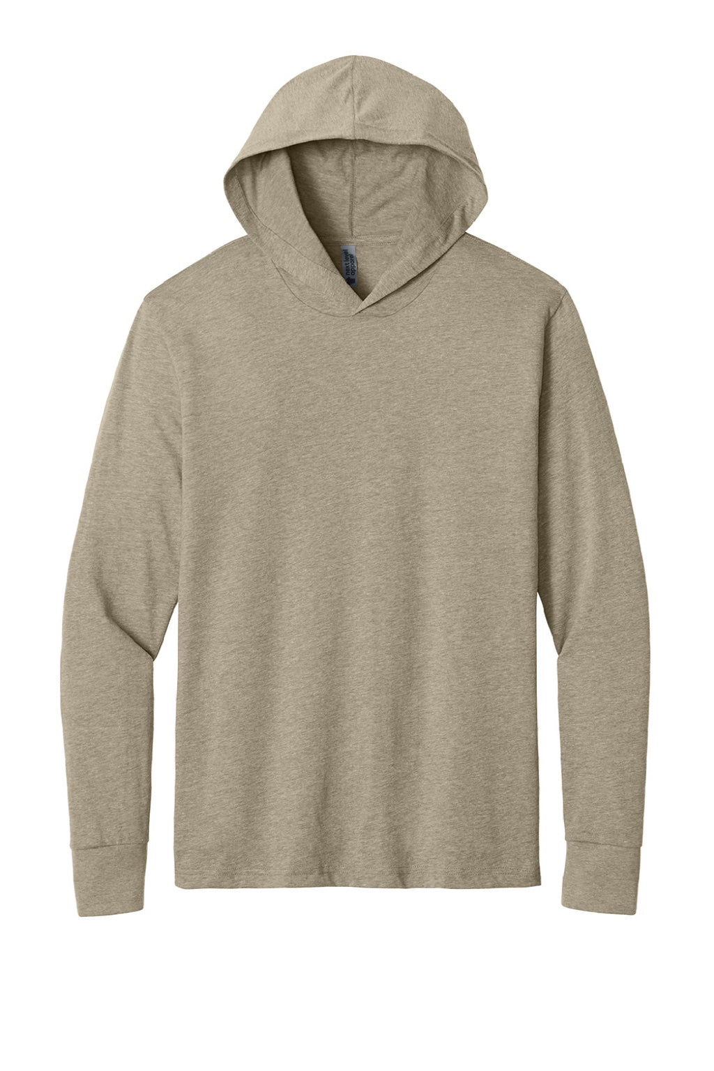 Next Level NL6221 Mens CVC Long Sleeve Hooded T-Shirt Hoodie Heather Tan Flat Front