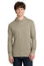 Next Level NL6221 Mens CVC Long Sleeve Hooded T-Shirt Hoodie Heather Tan Model Front