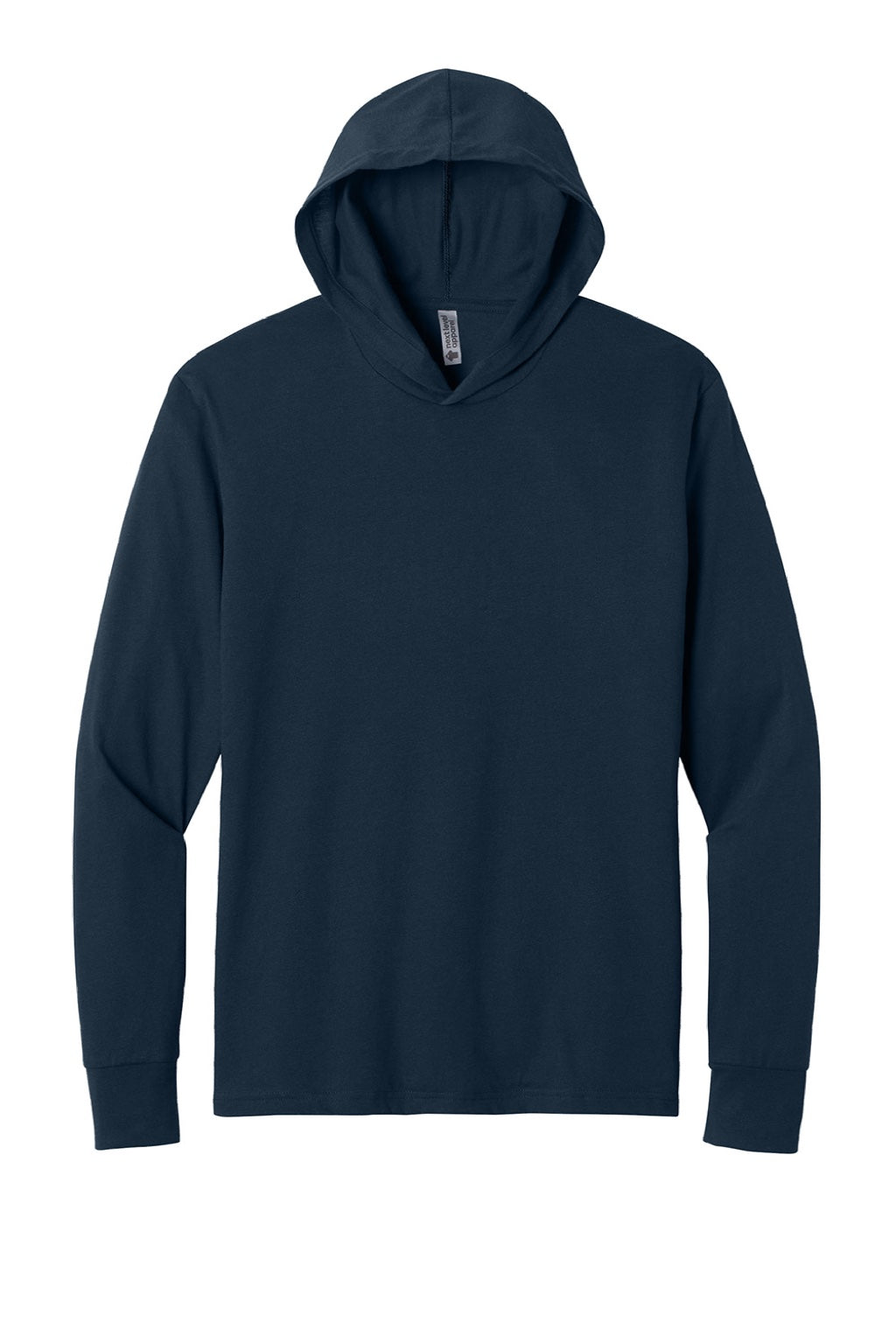 Next Level NL6221 Mens CVC Long Sleeve Hooded T-Shirt Hoodie Midnight Navy Blue Flat Front