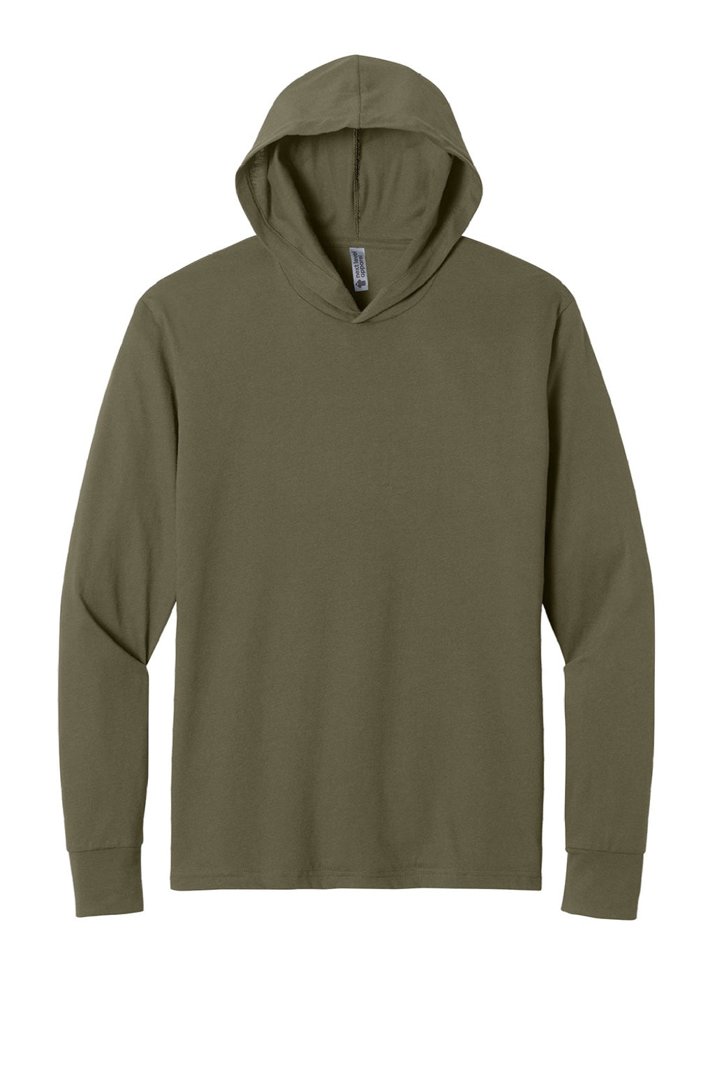 Next Level NL6221 Mens CVC Long Sleeve Hooded T-Shirt Hoodie Military Green Flat Front