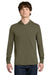 Next Level NL6221 Mens CVC Long Sleeve Hooded T-Shirt Hoodie Military Green Model Front
