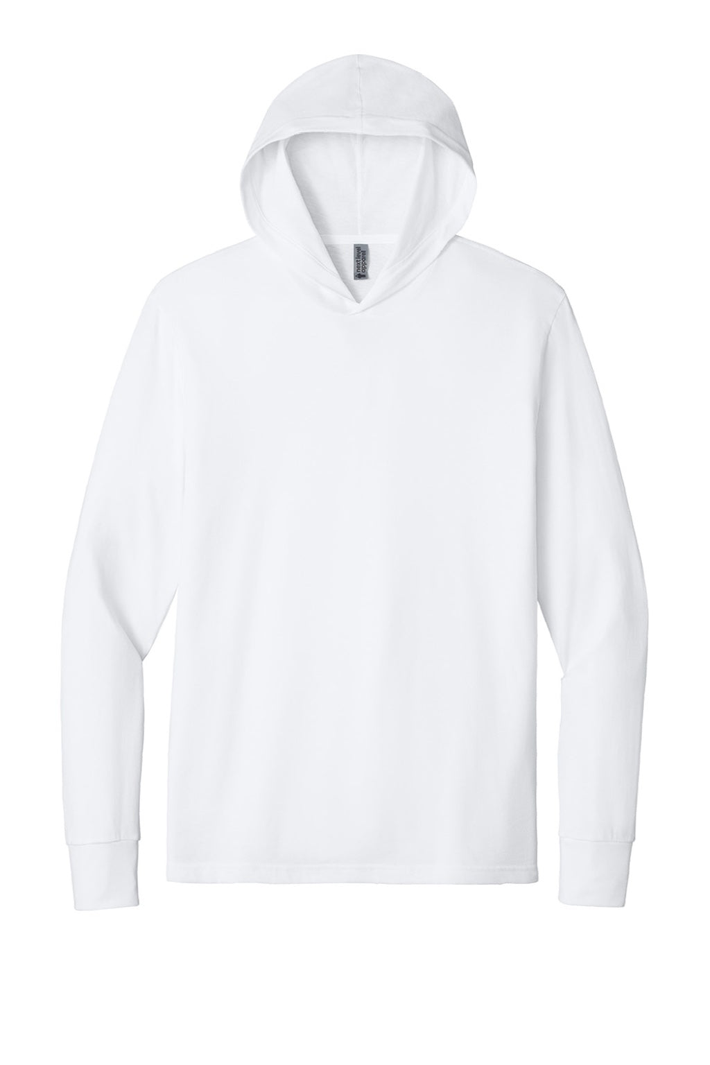 Next Level NL6221 Mens CVC Long Sleeve Hooded T-Shirt Hoodie White Flat Front