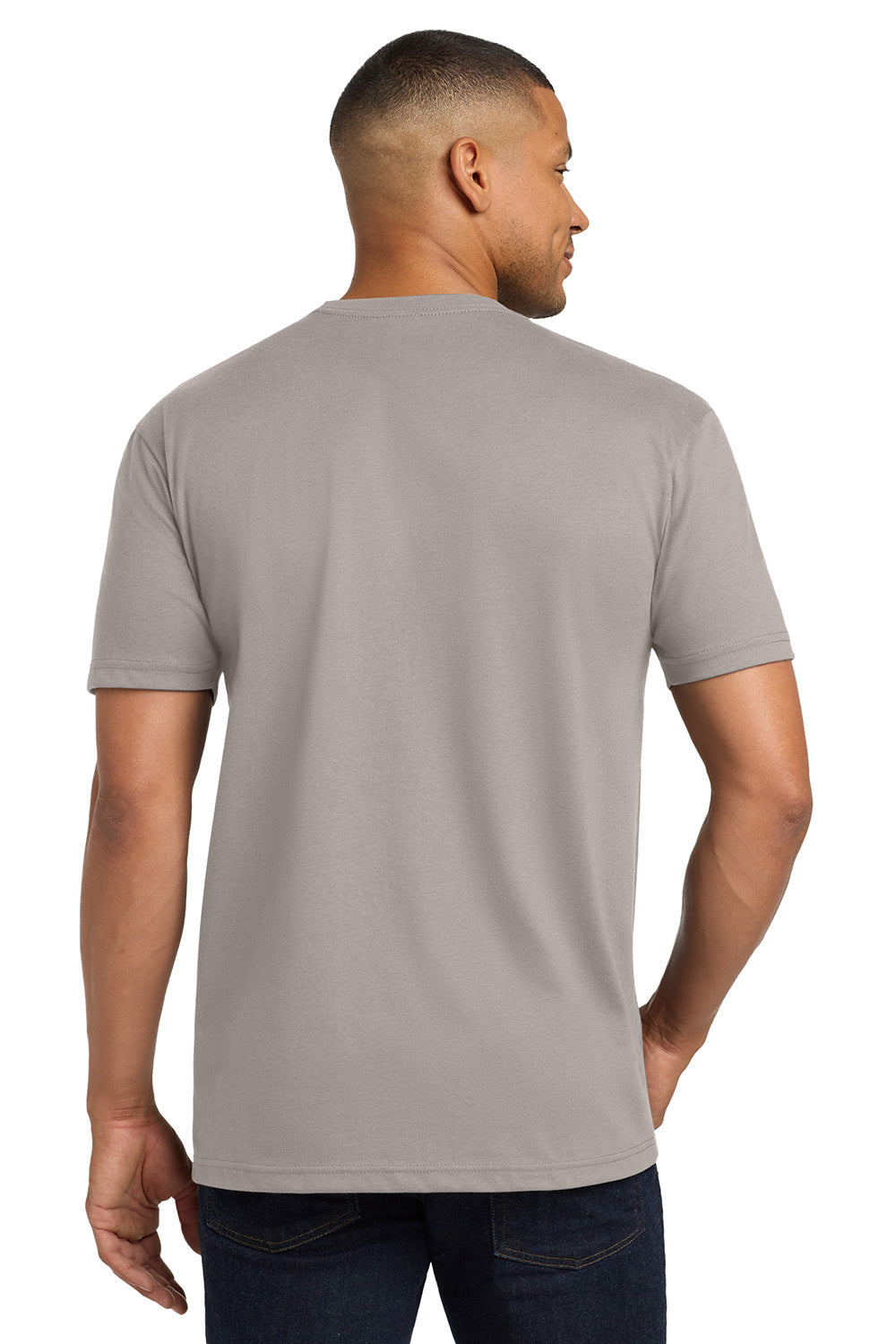 Next Level NL6410/6410 Mens Sueded Jersey Short Sleeve Crewneck T-Shirt Light Grey Model Back