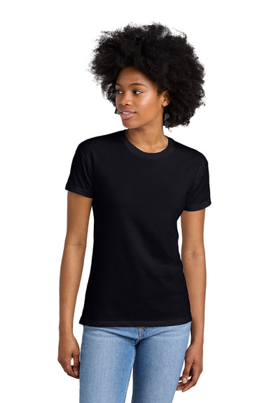 Next Level 6600 Womens Relaxed CVC Short Sleeve Crewneck T-Shirt Black Model Front