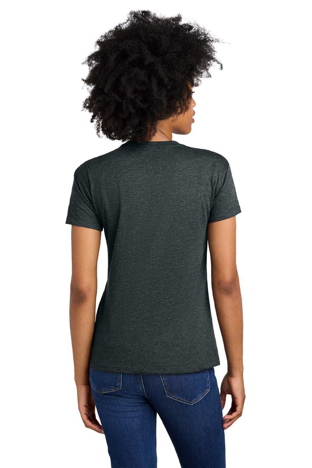 Next Level 6600 Womens Relaxed CVC Short Sleeve Crewneck T-Shirt Charcoal Grey Model Back