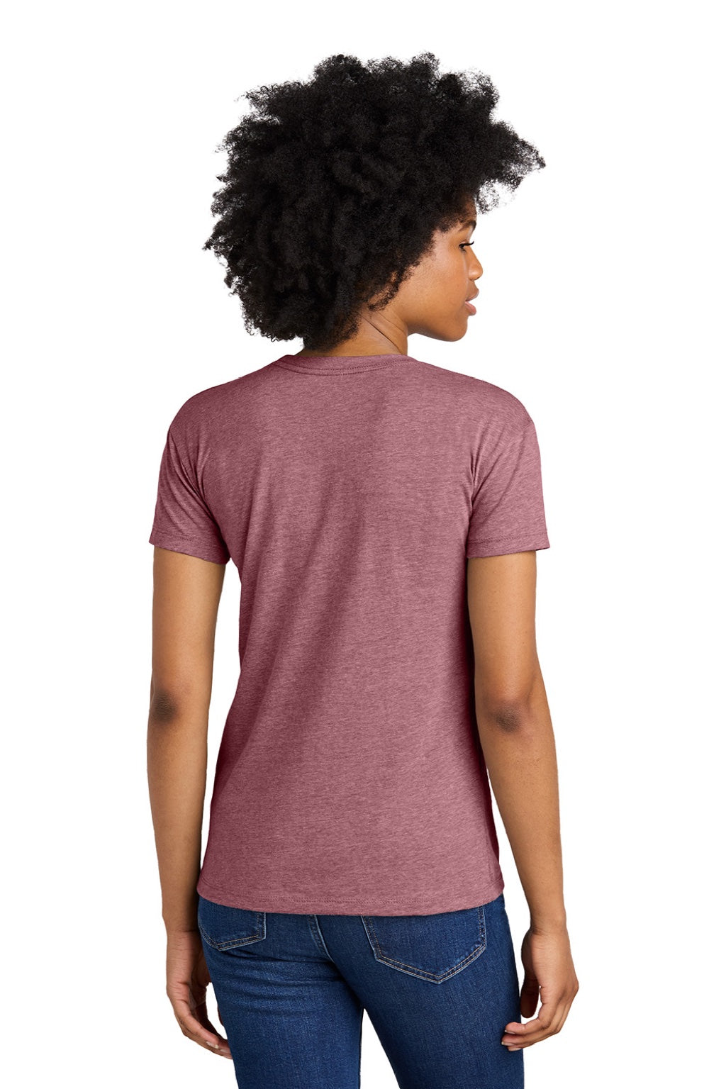 Next Level 6600 Womens Relaxed CVC Short Sleeve Crewneck T-Shirt Heather Mauve Model Back