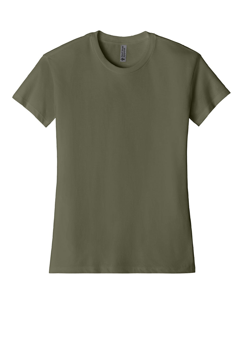 Next Level 6600 Womens Relaxed CVC Short Sleeve Crewneck T-Shirt Military Green Flat Front