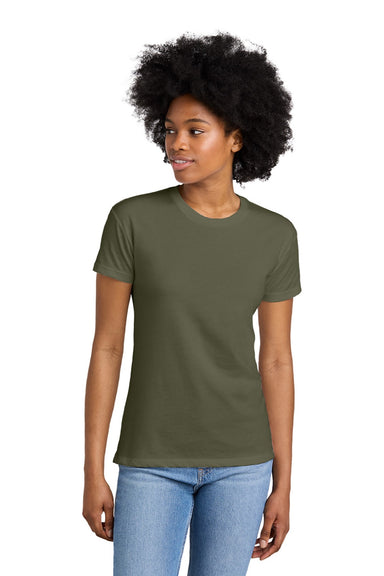 Next Level 6600 Womens Relaxed CVC Short Sleeve Crewneck T-Shirt Military Green Model Front