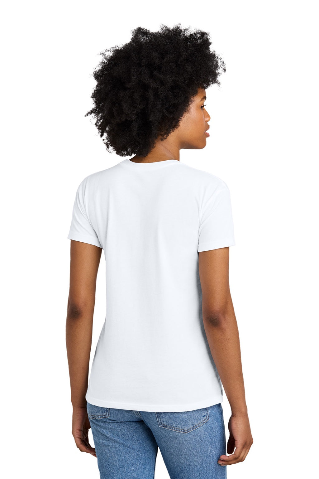 Next Level 6600 Womens Relaxed CVC Short Sleeve Crewneck T-Shirt White Model Back