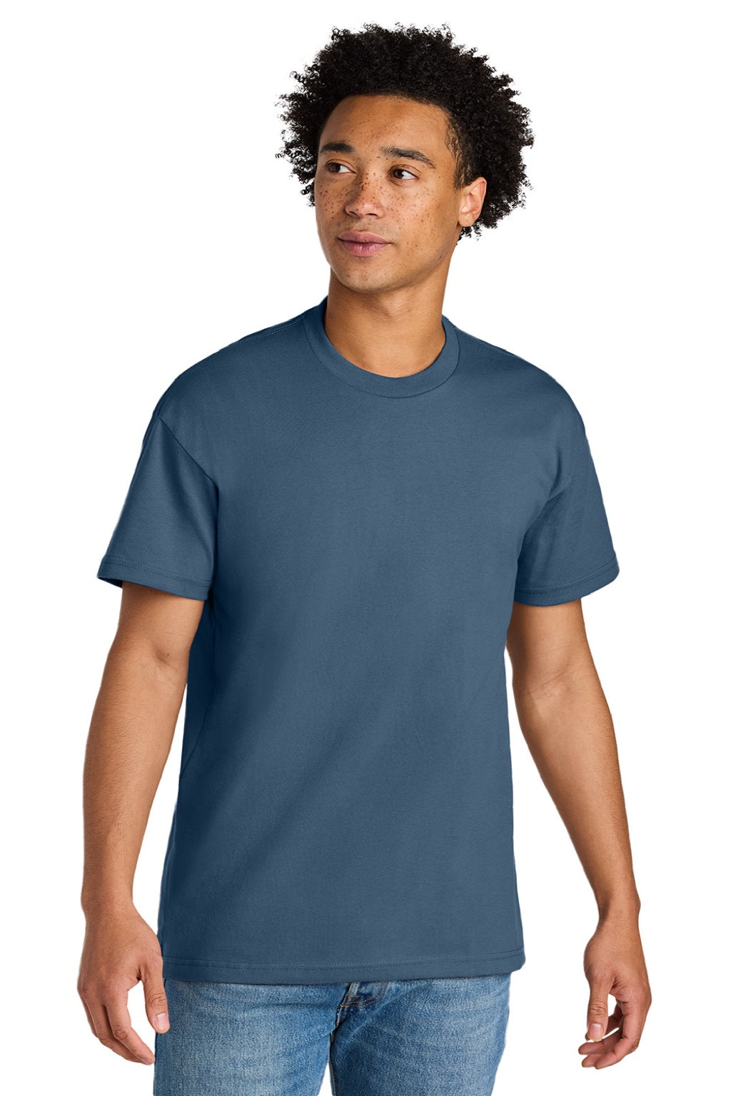 Next Level NL7200 Mens Short Sleeve Crewneck T-Shirt Blue Jean Model Front