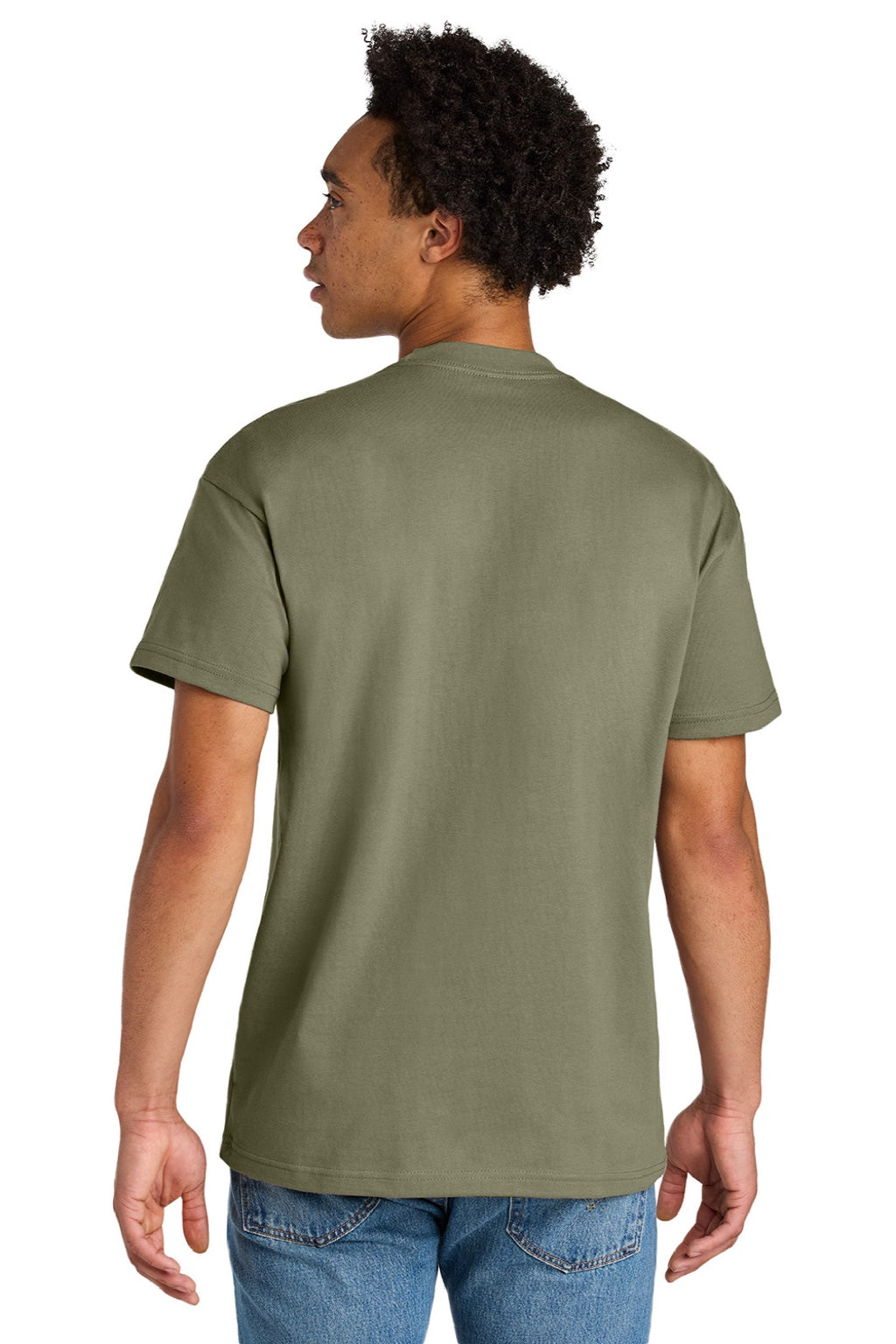 Next Level NL7200 Mens Short Sleeve Crewneck T-Shirt Light Olive Green Model Back