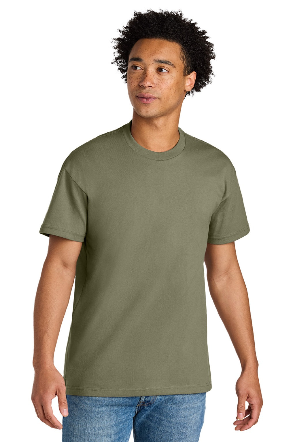 Next Level NL7200 Mens Short Sleeve Crewneck T-Shirt Light Olive Green Model Front