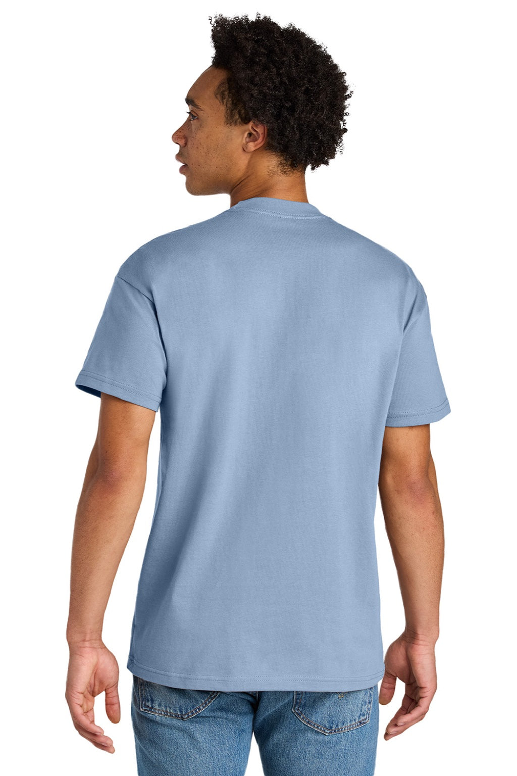 Next Level NL7200 Mens Short Sleeve Crewneck T-Shirt Stonewashed Denim Blue Model Back