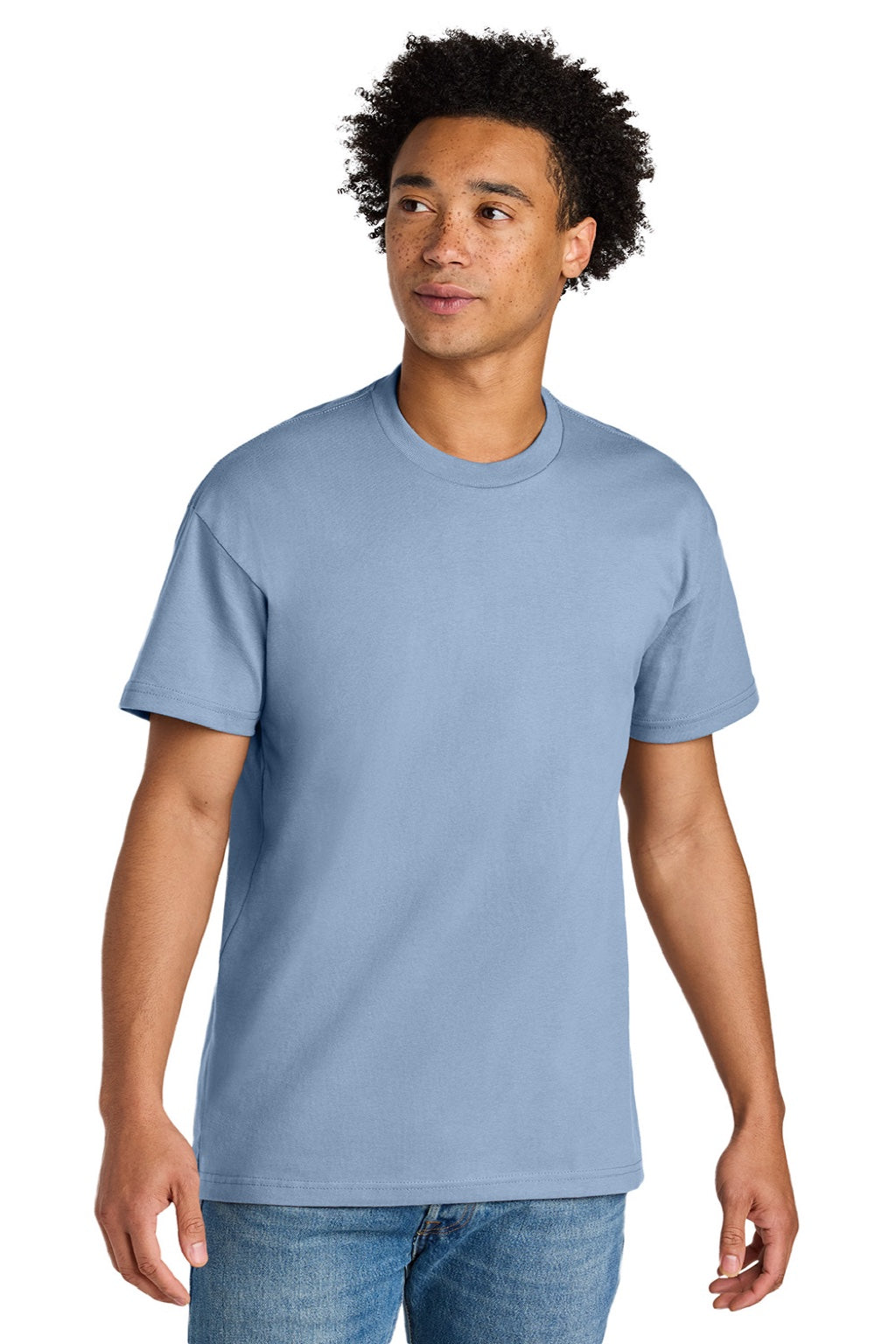 Next Level NL7200 Mens Short Sleeve Crewneck T-Shirt Stonewashed Denim Blue Model Front
