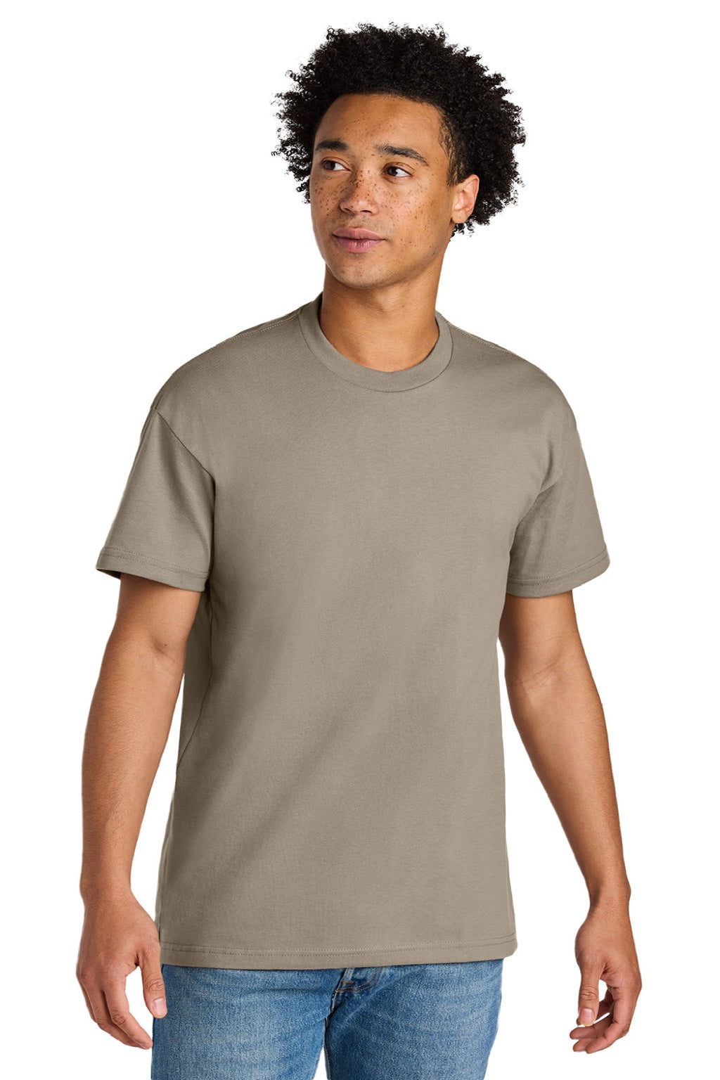 Next Level NL7200 Mens Short Sleeve Crewneck T-Shirt Tan Model Front