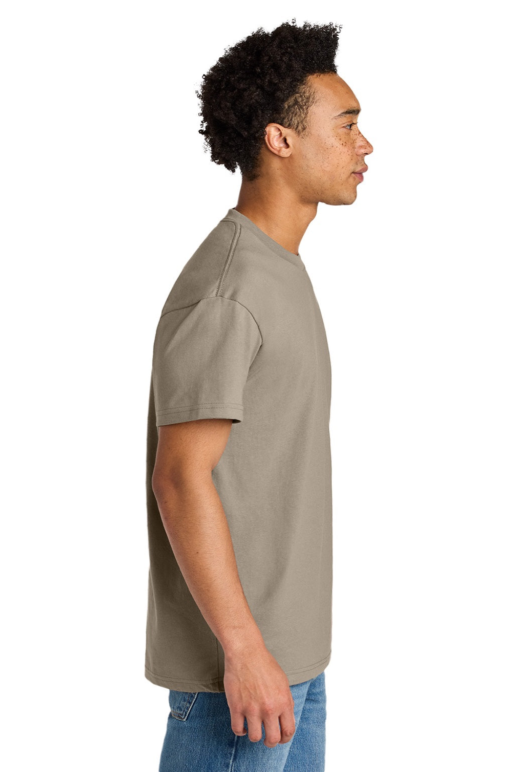 Next Level NL7200 Mens Short Sleeve Crewneck T-Shirt Tan Model Side
