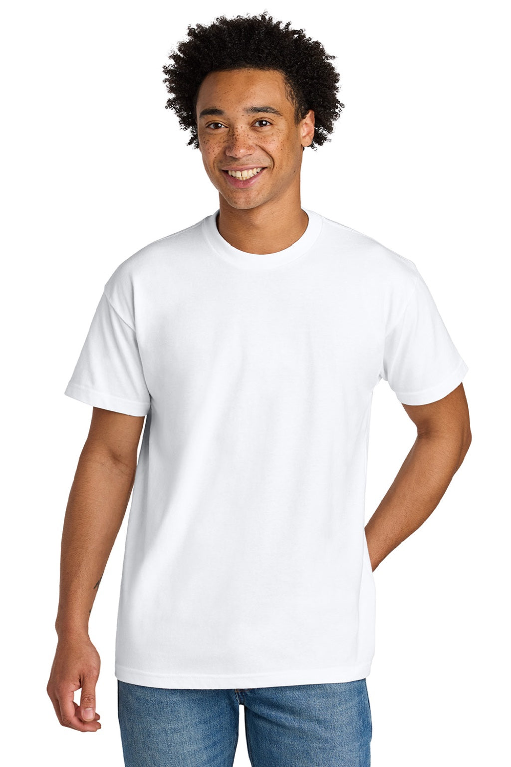 Next Level NL7200 Mens Short Sleeve Crewneck T-Shirt White Model Front