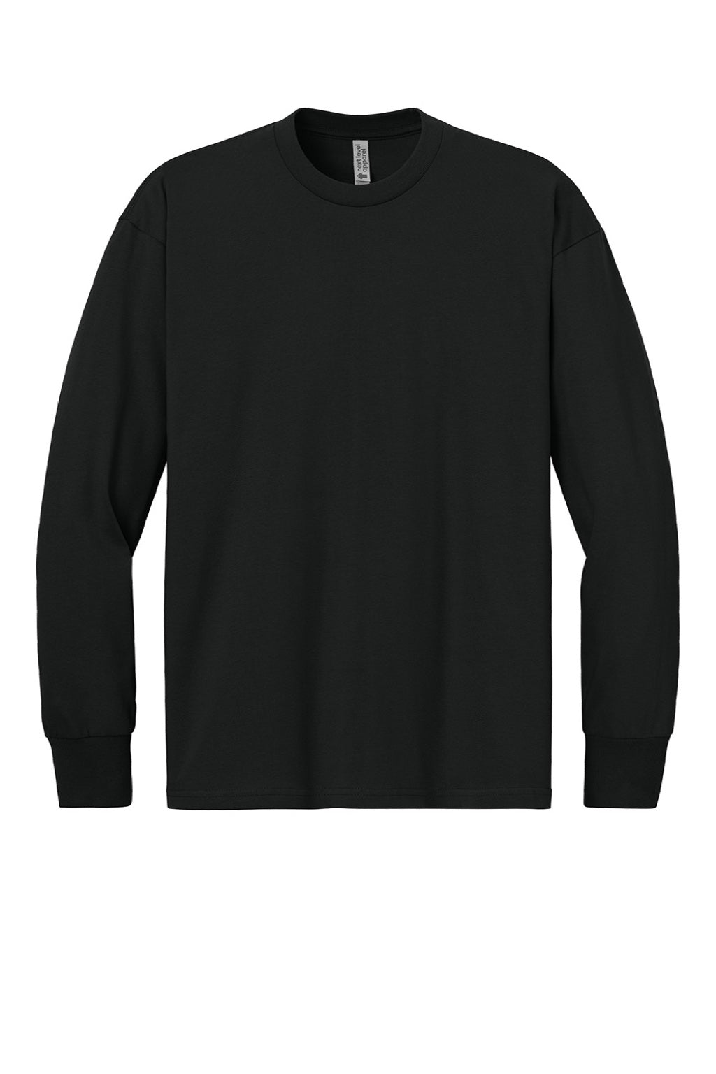 Next Level NL7211 Mens Long Sleeve Crewneck T-Shirt Black Flat Front