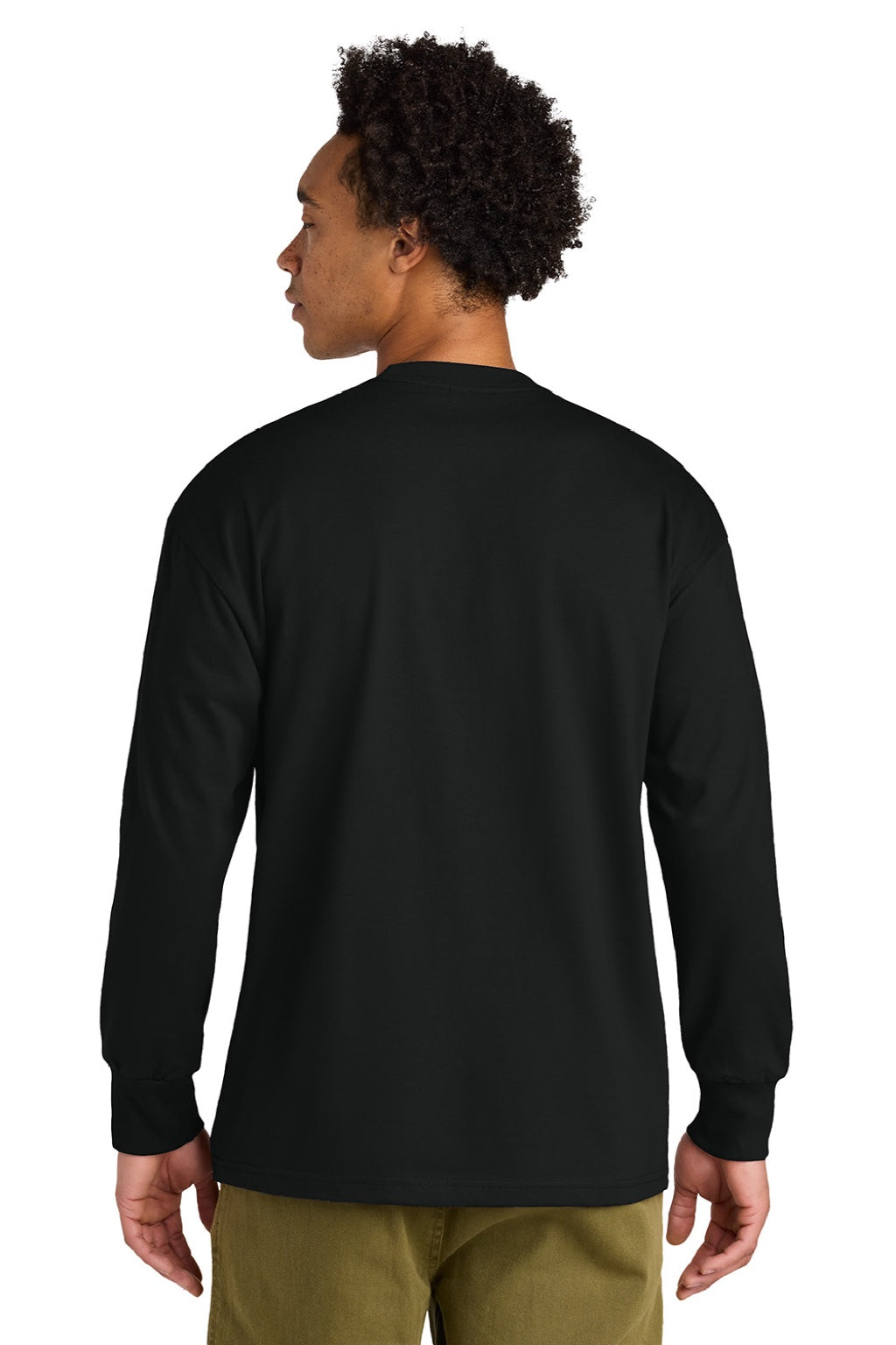 Next Level NL7211 Mens Long Sleeve Crewneck T-Shirt Black Model Back