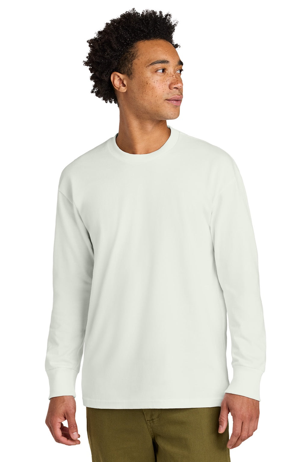 Next Level NL7211 Mens Long Sleeve Crewneck T-Shirt Bone Model Front