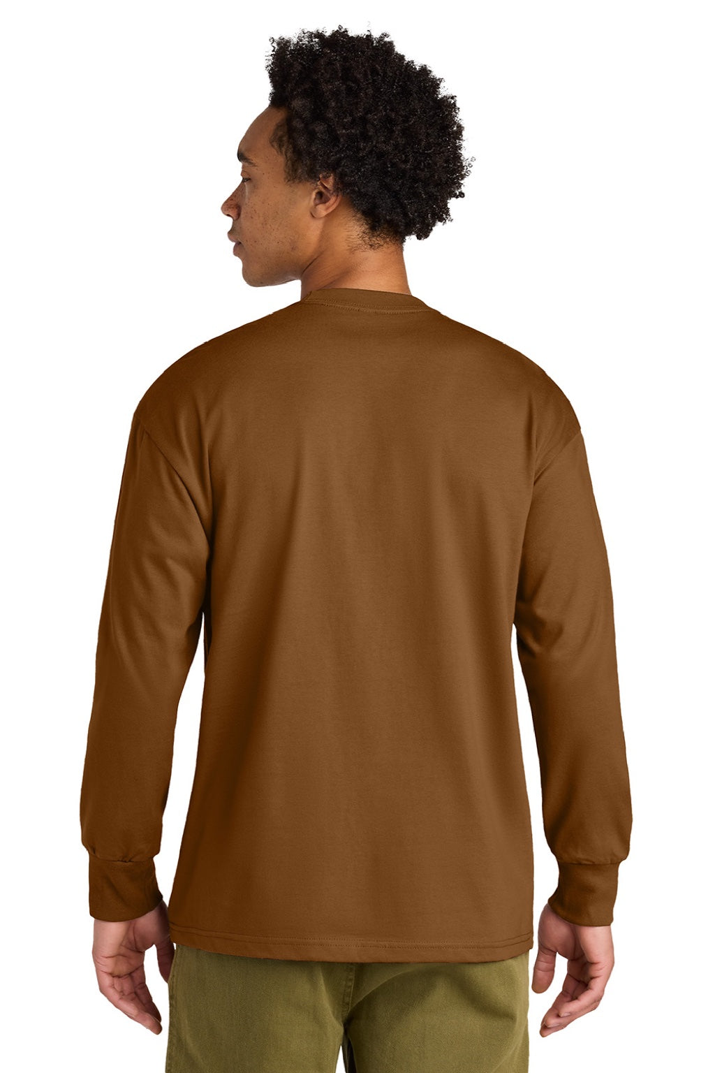 Next Level NL7211 Mens Long Sleeve Crewneck T-Shirt Clay Model Back