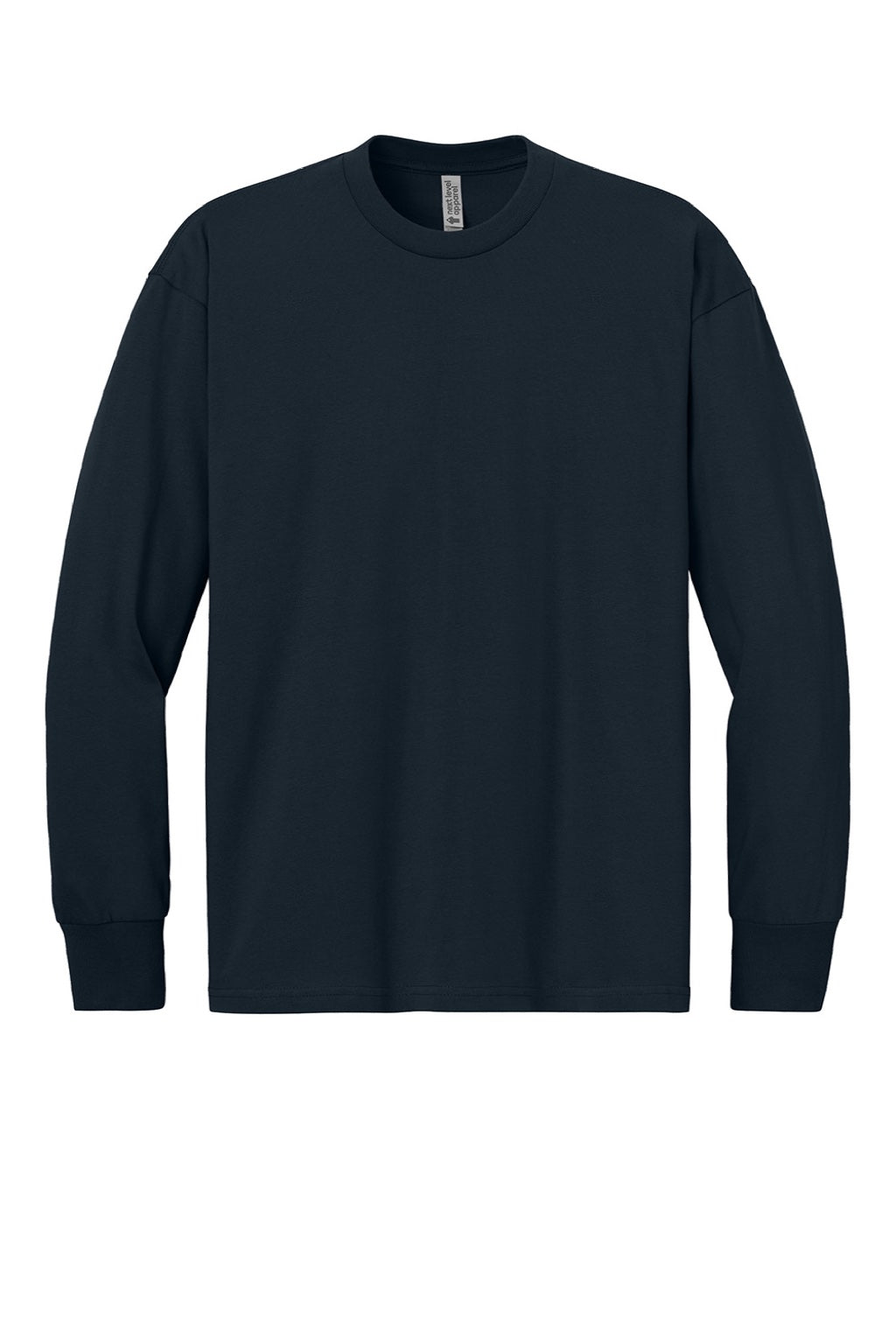 Next Level NL7211 Mens Long Sleeve Crewneck T-Shirt Midnight Navy Blue Flat Front