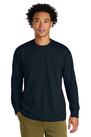 Next Level NL7211 Mens Long Sleeve Crewneck T-Shirt Midnight Navy Blue Model Front