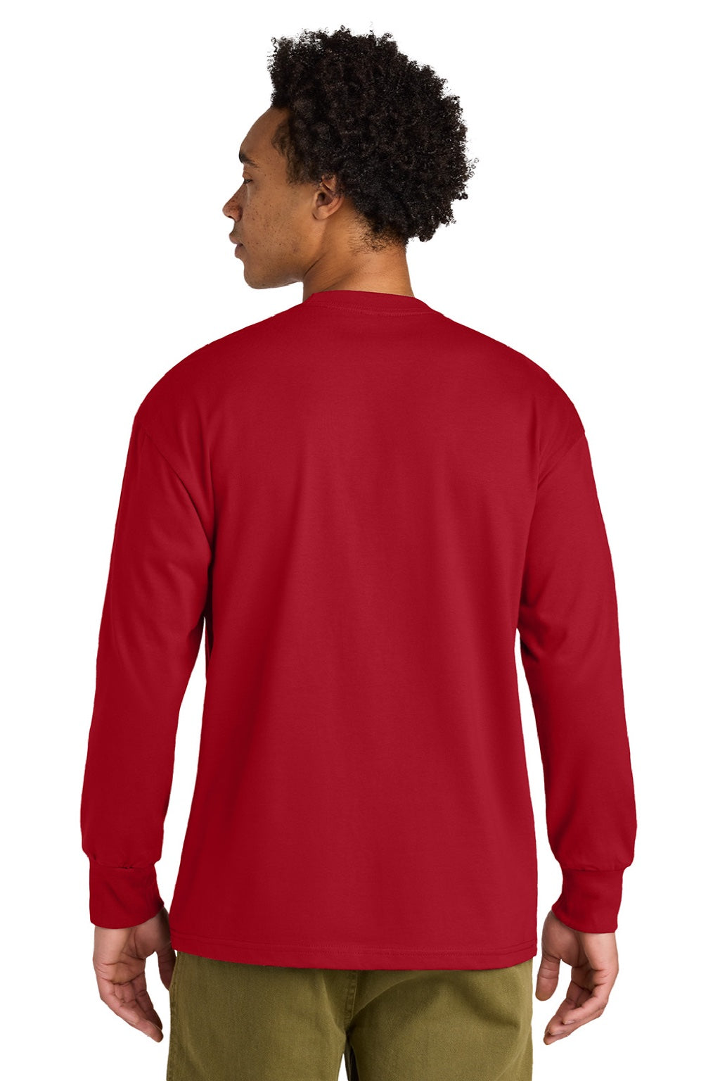 Next Level NL7211 Mens Long Sleeve Crewneck T-Shirt Red Model Back