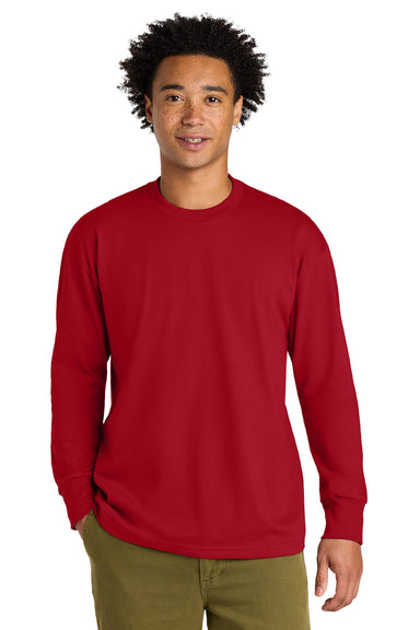 Next Level NL7211 Mens Long Sleeve Crewneck T-Shirt Red Model Front