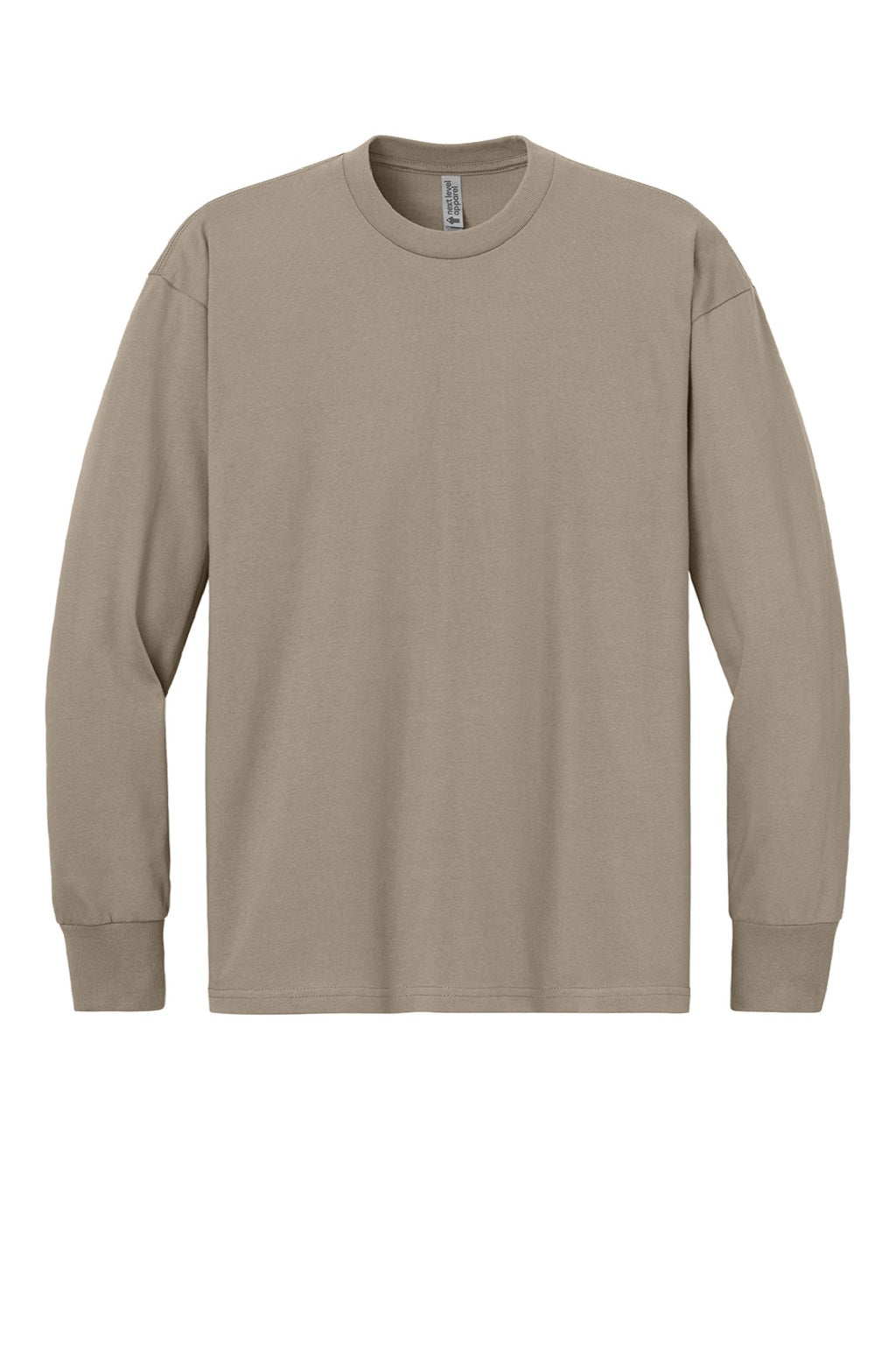 Next Level NL7211 Mens Long Sleeve Crewneck T-Shirt Tan Flat Front