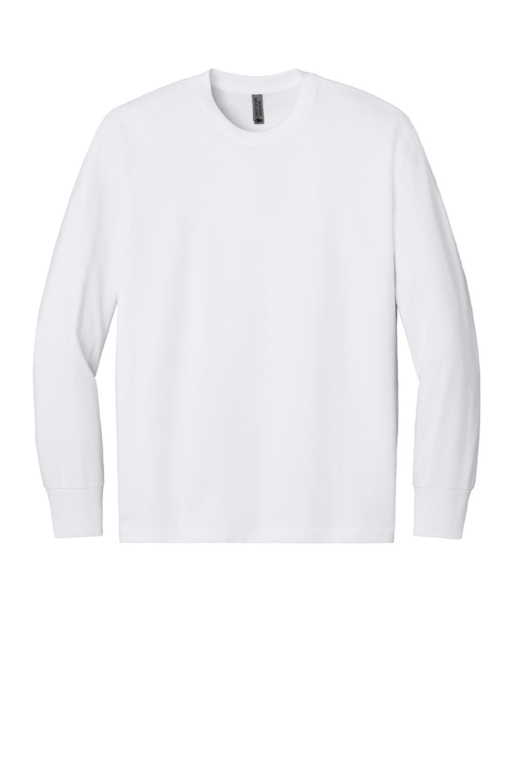 Next Level NL7211 Mens Long Sleeve Crewneck T-Shirt White Flat Front