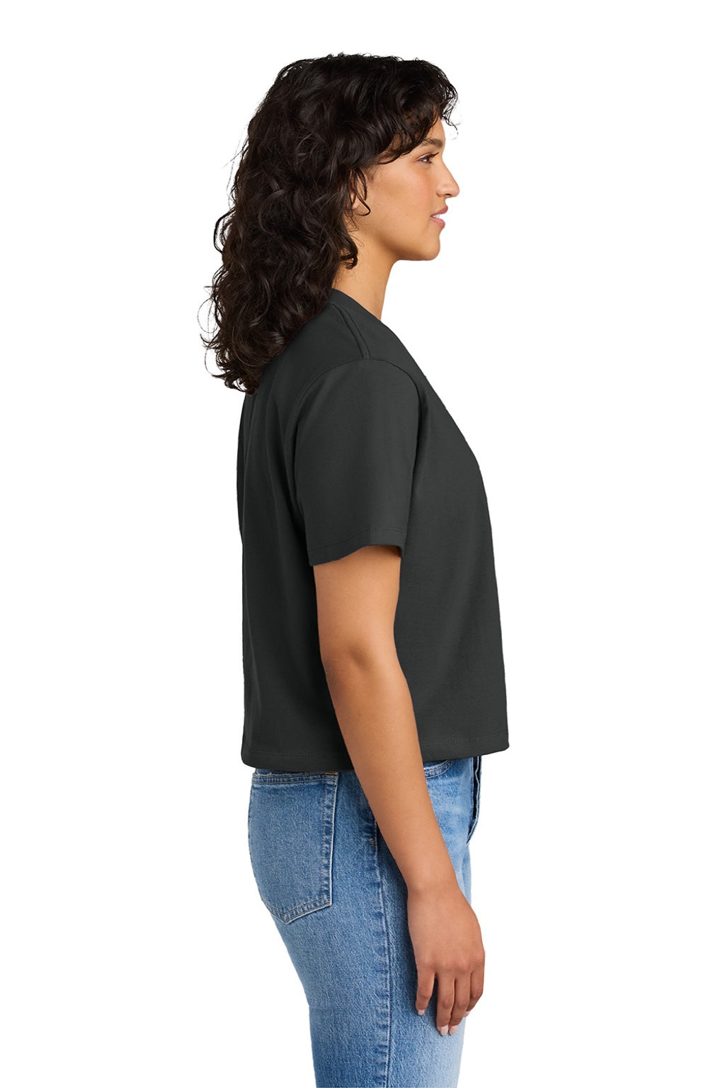 Next Level NL7610 Womens Boxy Short Sleeve Crewneck T-Shirt Graphite Black Model Side