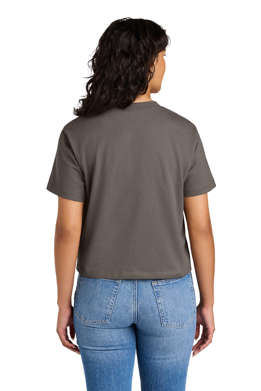 Next Level NL7610 Womens Boxy Short Sleeve Crewneck T-Shirt Shiitake Grey Model Back