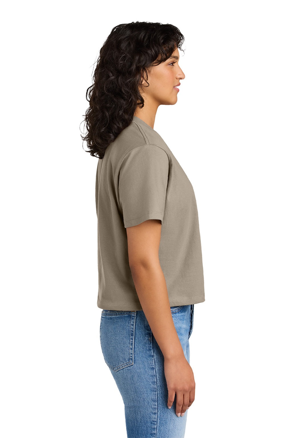 Next Level NL7610 Womens Boxy Short Sleeve Crewneck T-Shirt Tan Model Side
