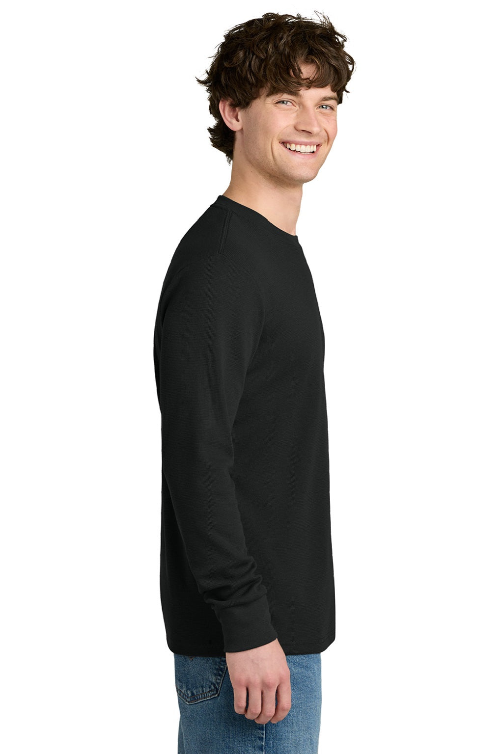 Next Level NL8211 Mens Ideal Thermal Long Sleeve T-Shirt Black Model Side