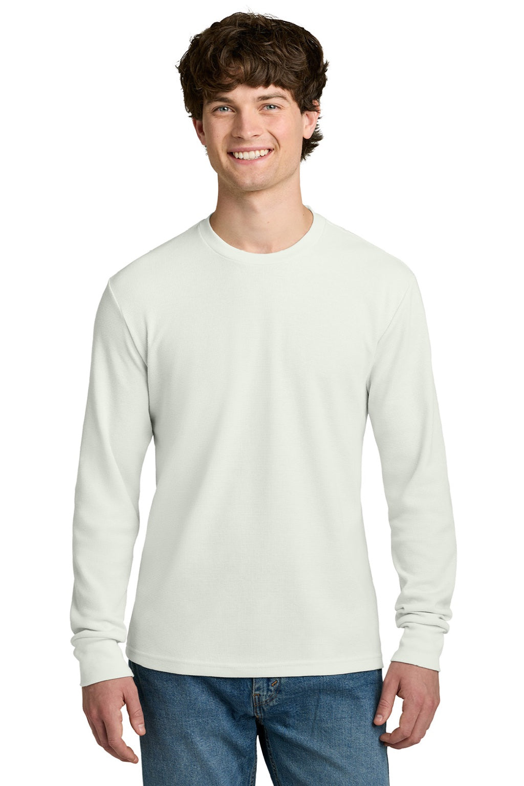 Next Level NL8211 Mens Ideal Thermal Long Sleeve T-Shirt Bone White Model Front