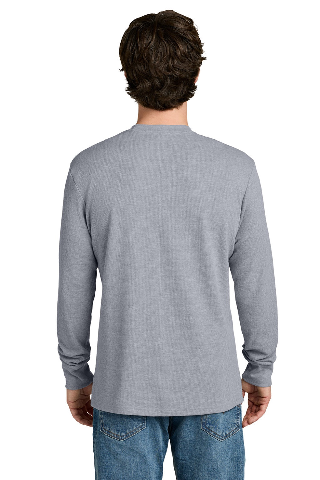 Next Level NL8211 Mens Ideal Thermal Long Sleeve T-Shirt Heather Grey Model Back