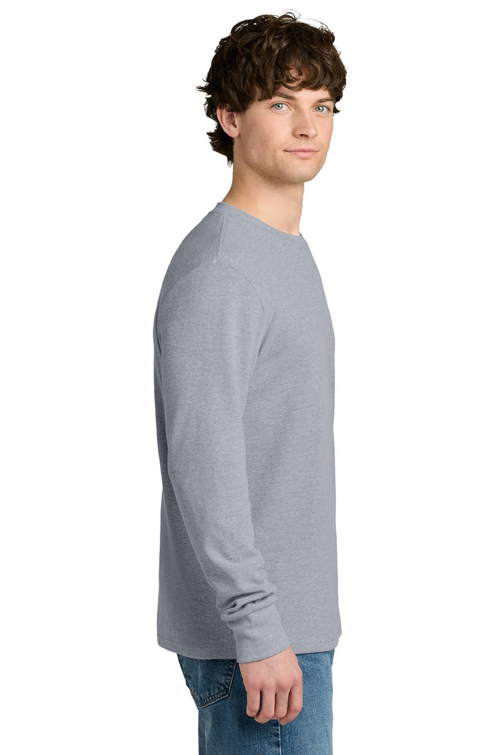 Next Level NL8211 Mens Ideal Thermal Long Sleeve T-Shirt Heather Grey Model Side