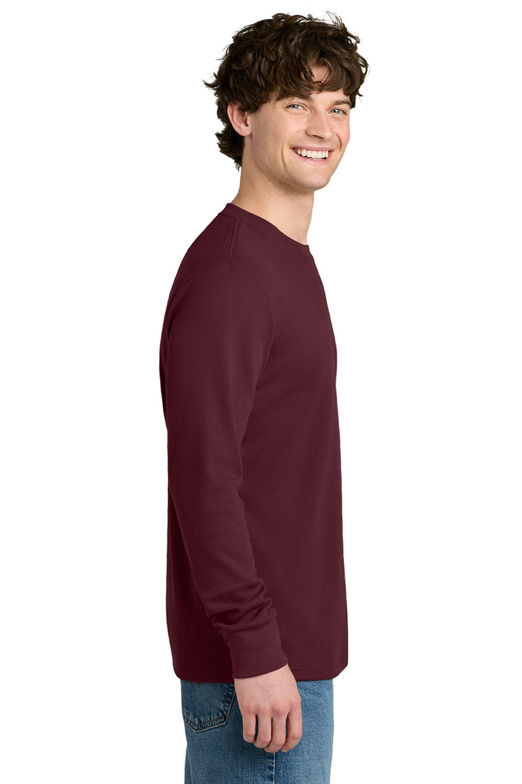 Next Level NL8211 Mens Ideal Thermal Long Sleeve T-Shirt Maroon Model Side