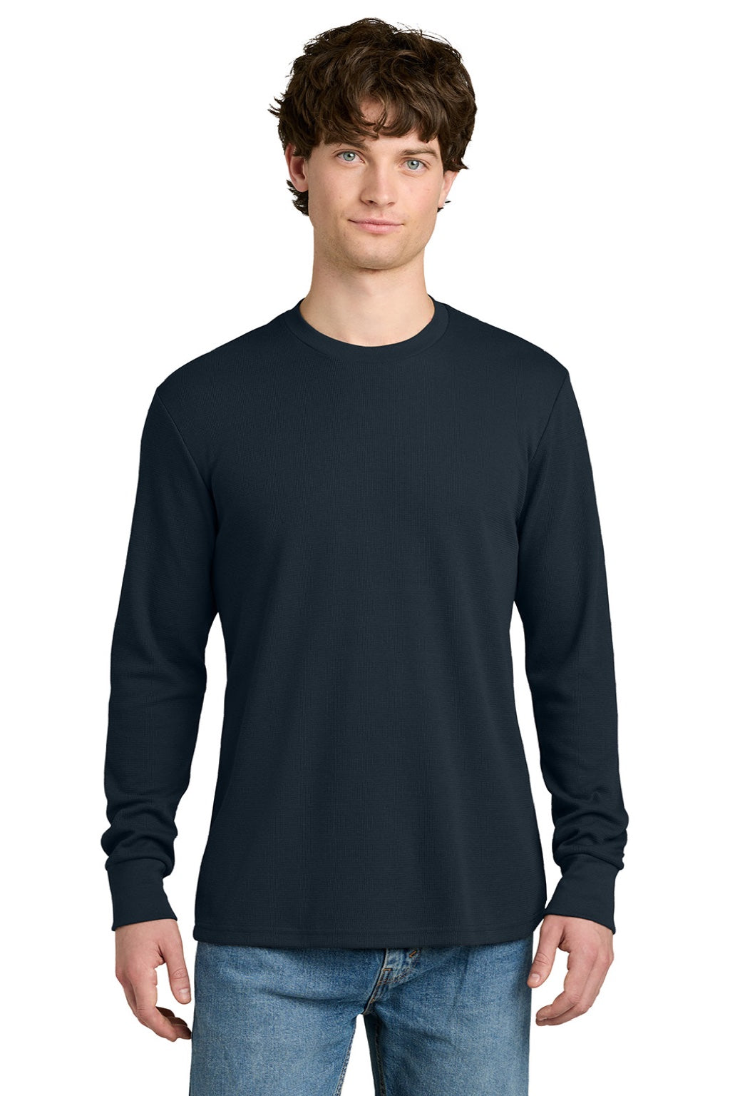 Next Level NL8211 Mens Ideal Thermal Long Sleeve T-Shirt Midnight Navy Blue Model Front