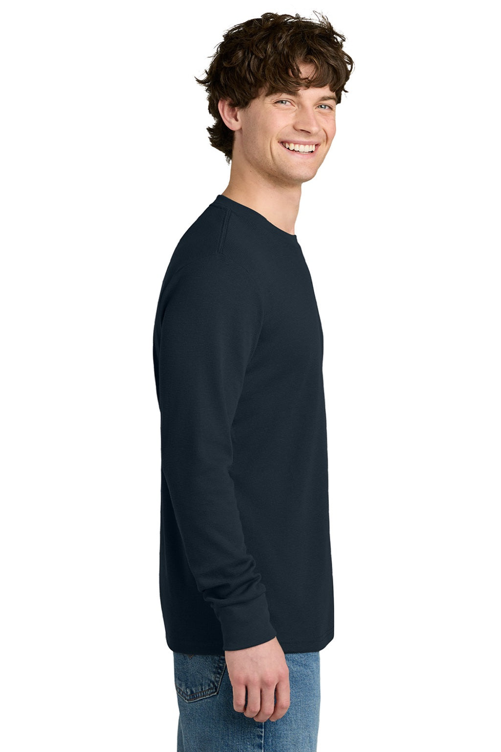 Next Level NL8211 Mens Ideal Thermal Long Sleeve T-Shirt Midnight Navy Blue Model Side