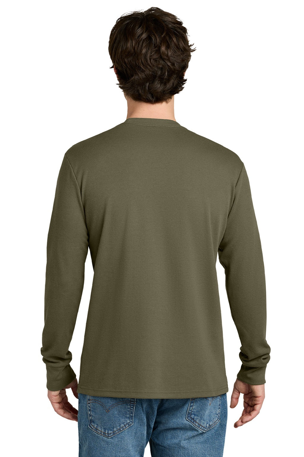 Next Level NL8211 Mens Ideal Thermal Long Sleeve T-Shirt Military Green Model Back